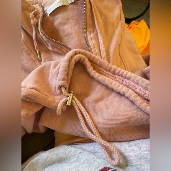 Jonathan Simkhai- Pale PINK Zella Longsleeve Half Zip Cropped Sweatshirt - Picture 5 of 5